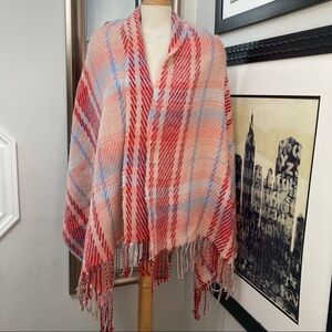 New Arie pink plaid knit blanket scarf.